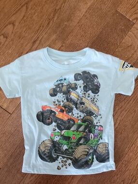 Light Blue Monster Truck Graphic Tee for Kids